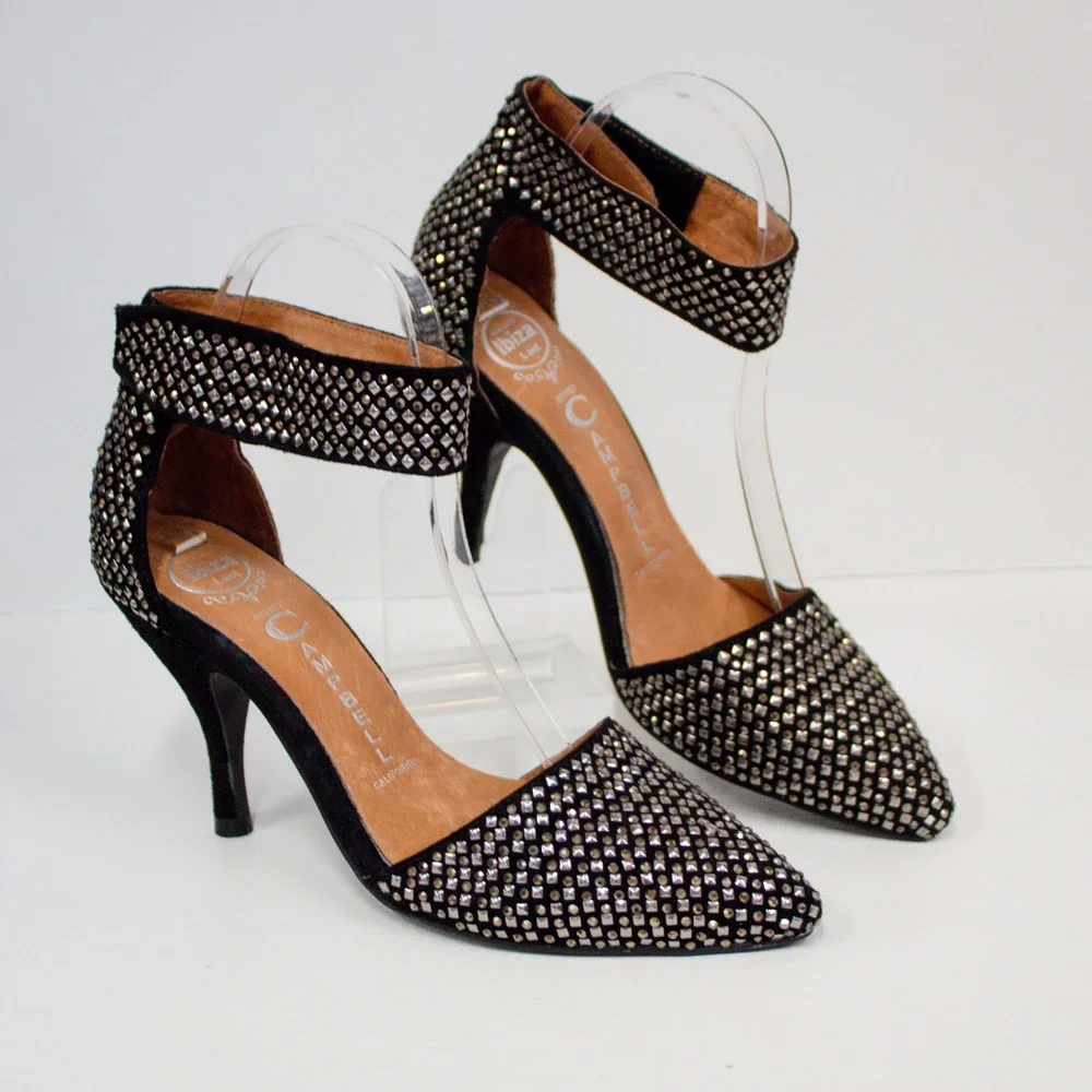 Jeffrey Campbell Handmade Ibiza Last Studded High Heels Black Size 7